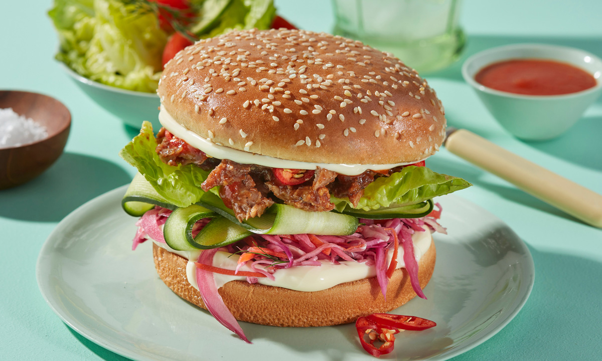 Banh Mi Burger on Tip Top Gourmet Bun